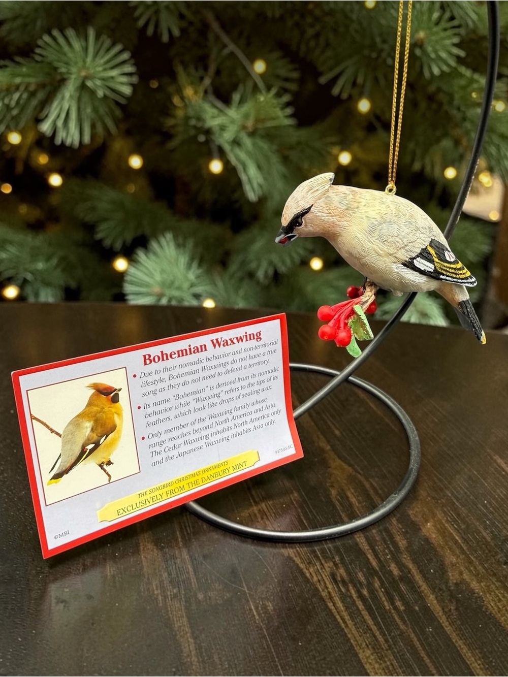 Danbury Mint BOHEMIAN WAXWING Songbird Christmas Collection Ornament Bird Figure